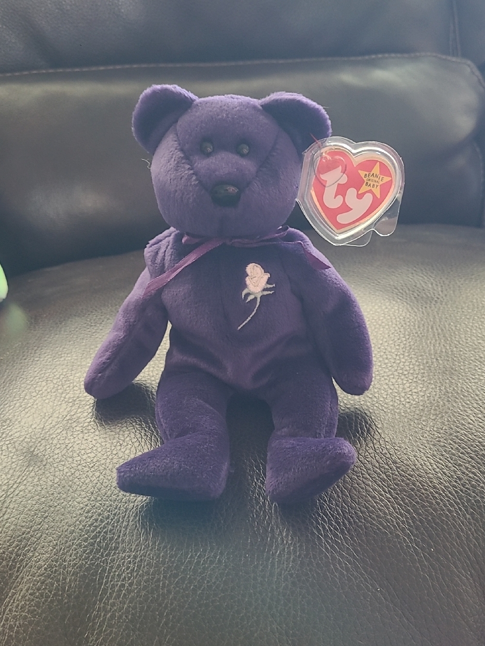 Ty Purple Princess Diana Bear Plush with Heart Tag